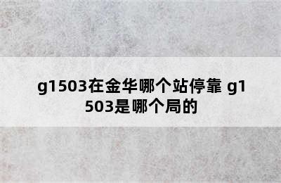 g1503在金华哪个站停靠 g1503是哪个局的